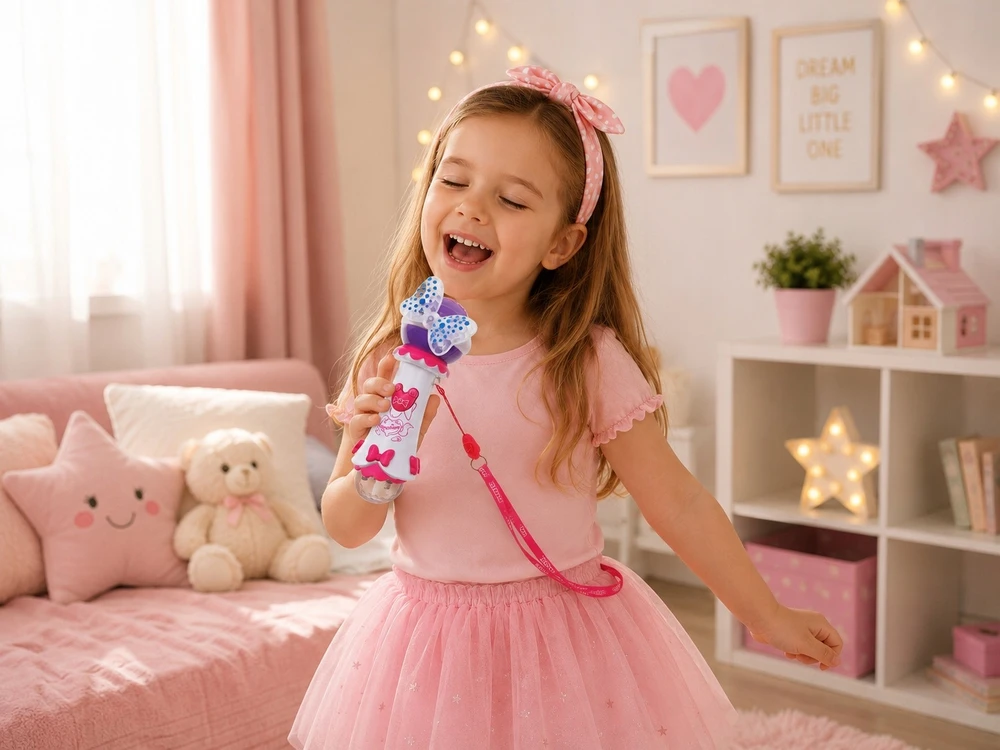 Vaikiškas karaoke mikrofonas Tobbi-Toys, rožinis