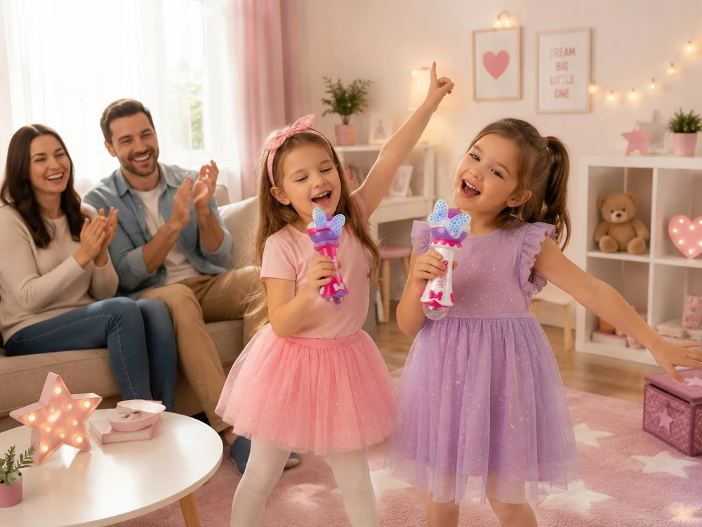 Vaikiškas karaoke mikrofonas Tobbi-Toys, rožinis