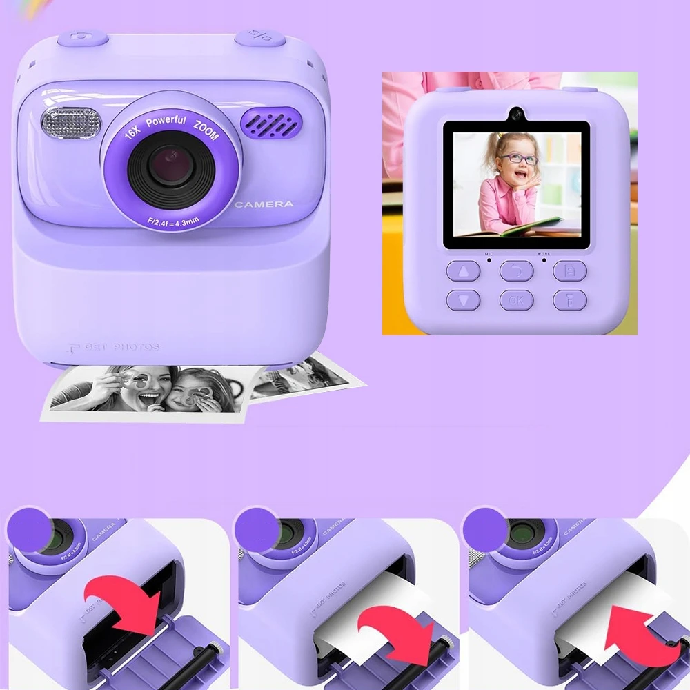 Vaikiškas momentinio spausdinimo fotoaparatas, 32 GB