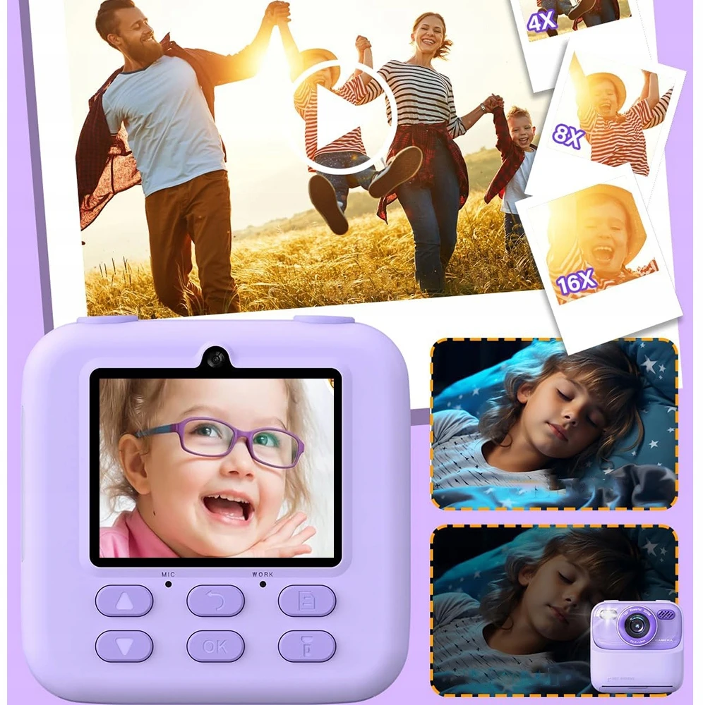 Vaikiškas momentinio spausdinimo fotoaparatas, 32 GB