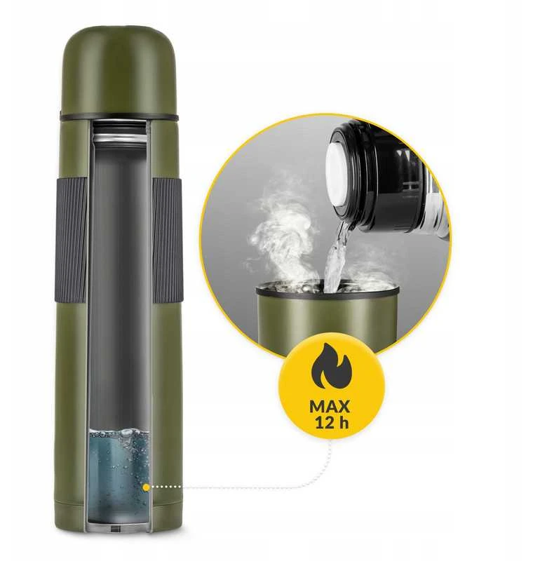 Vakuuminis Nerūdijančio Plieno Termosas | 1L | Ilgai Laiko Šilumą ir Šaltį | Tinka Arbatai, Kavai