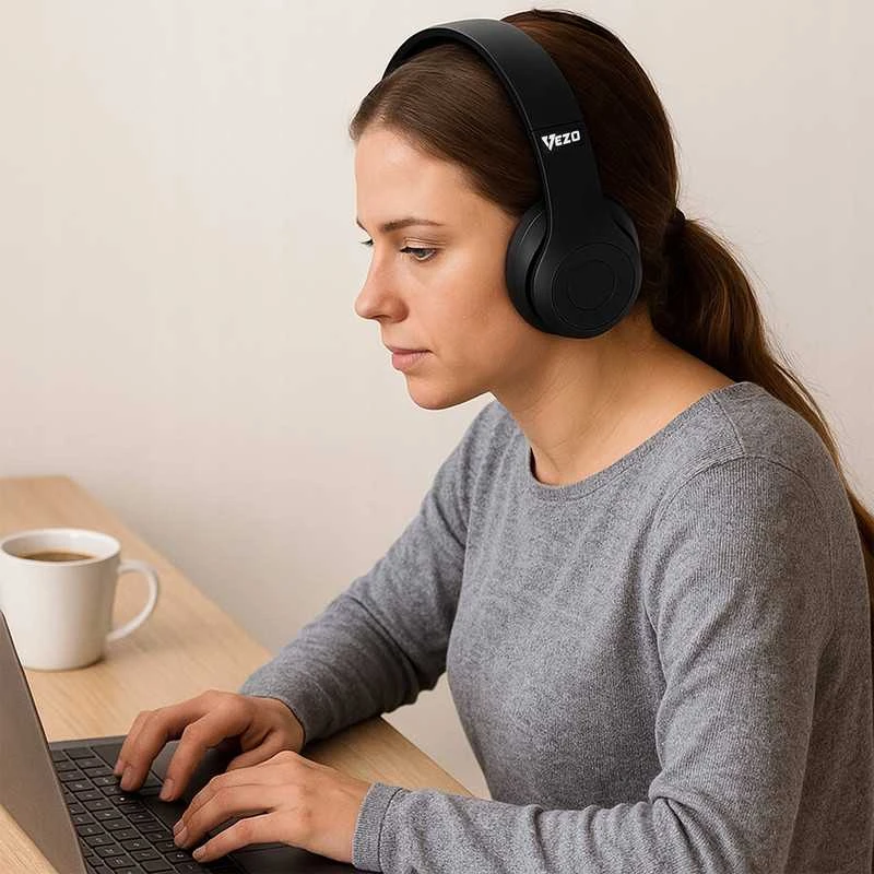 VEZO belaidės on-ear ausinės Bluetooth MP3 – sportui ir žaidimams