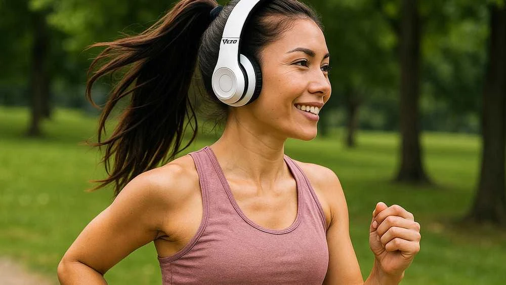 VEZO Bluetooth belaidės ant ausų dedamos ausinės sportui ir žaidimams