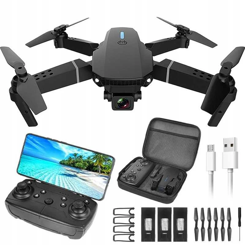 WiFi, FPV dronas vaikams su dviem kameromis ir 3 akumuliatoriais