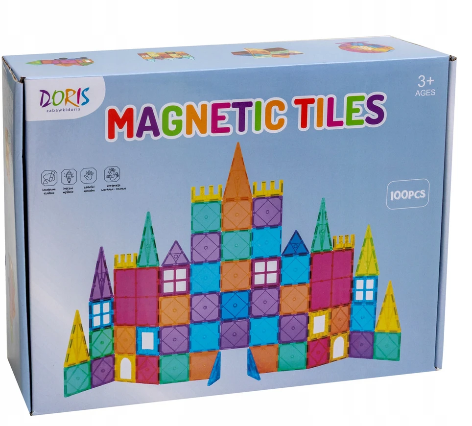 XXL 3D magnetinių plytelių konstruktorius vaikams, 100 dalių