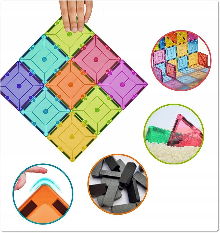 XXL 3D magnetinių plytelių konstruktorius vaikams, 100 dalių