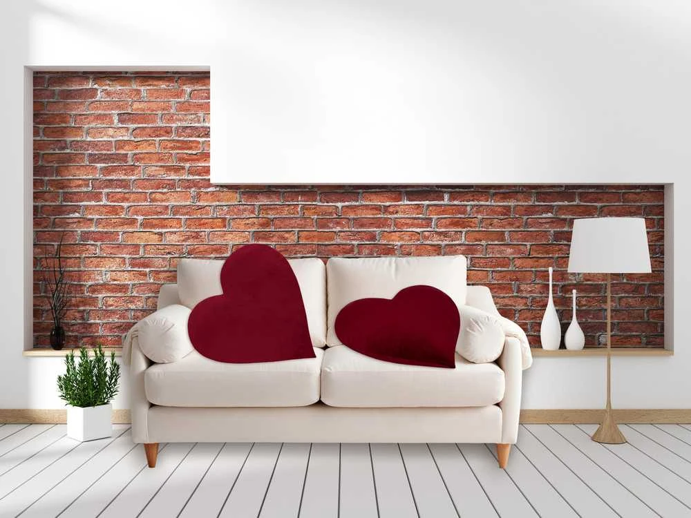 XXL dydžio širdies formos dekoratyvinė pagalvė 70 cm, bordo veliūrinė