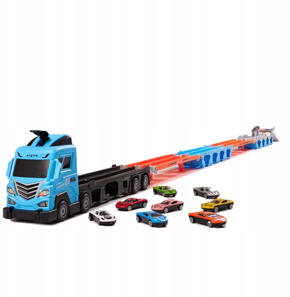 PD Žaislinė trasa su tralu ir 8 automobiliais