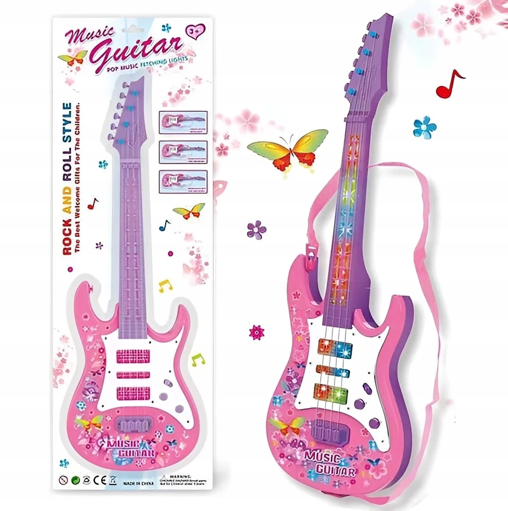Žaislinė gitara vaikams, rožinė, 53 cm