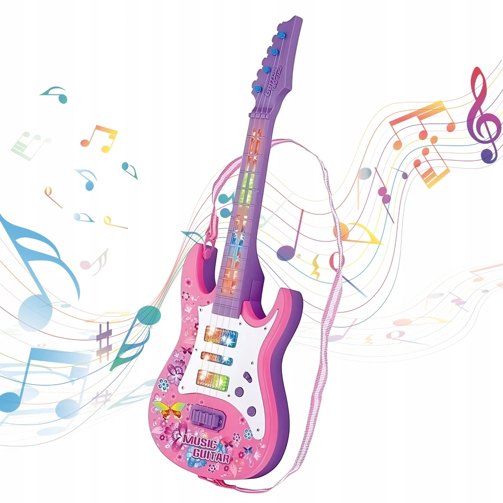 Žaislinė gitara vaikams, rožinė, 53 cm