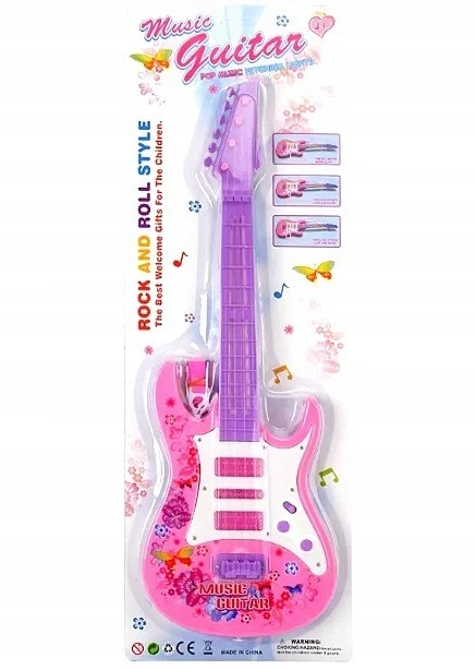 Žaislinė gitara vaikams, rožinė, 53 cm