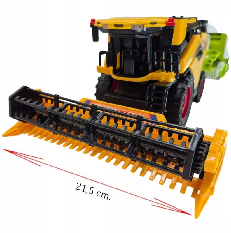 Žaislinis New Holland kombainas su traktoriumi ir priekaba – realistiškas modelis su judančiomis dalimis