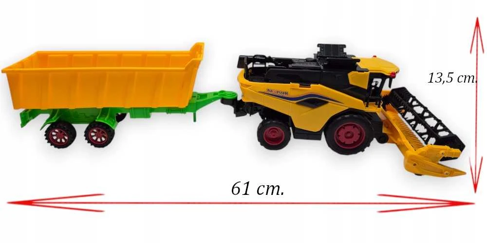 Žaislinis New Holland kombainas su traktoriumi ir priekaba – realistiškas modelis su judančiomis dalimis