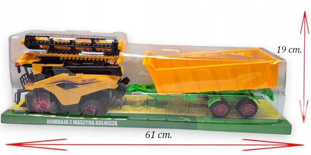 Žaislinis New Holland kombainas su traktoriumi ir priekaba – realistiškas modelis su judančiomis dalimis