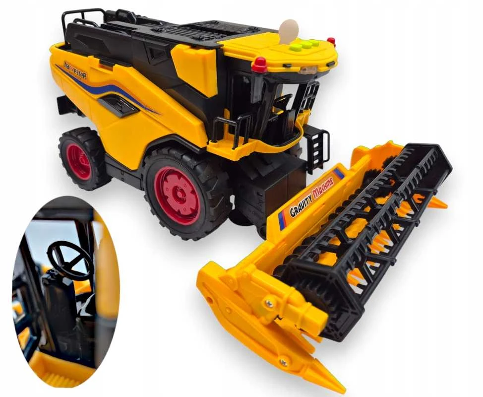 Žaislinis New Holland traktorius-kombainas – su garsais, šviesomis ir važiuojančiomis detalėmis