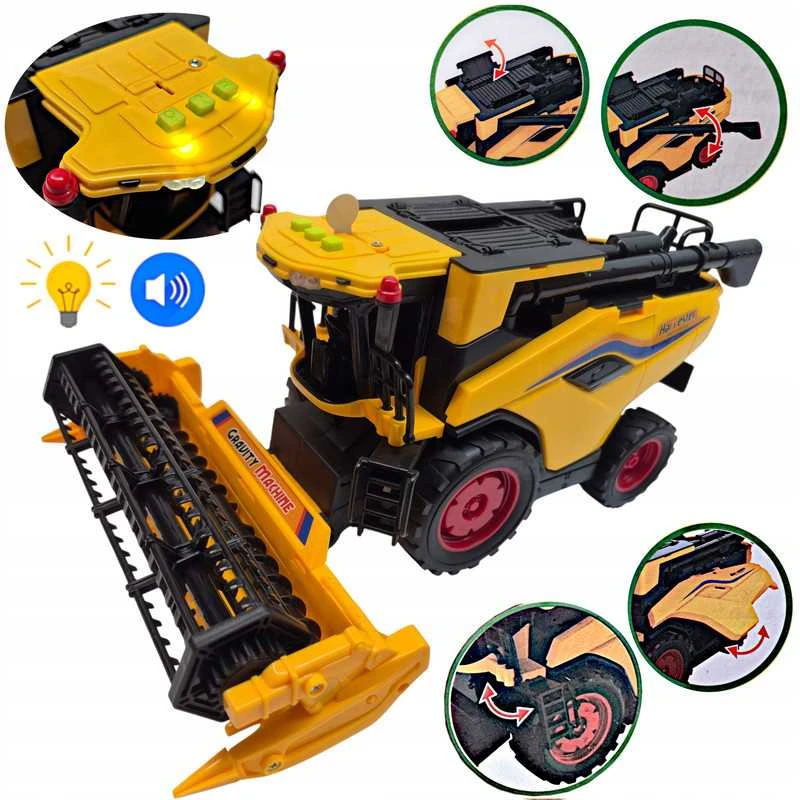 Žaislinis New Holland traktorius-kombainas – su garsais, šviesomis ir važiuojančiomis detalėmis