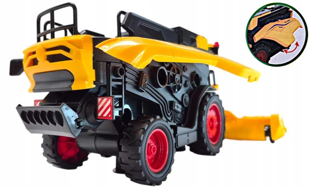 Žaislinis New Holland traktorius-kombainas – su garsais, šviesomis ir važiuojančiomis detalėmis