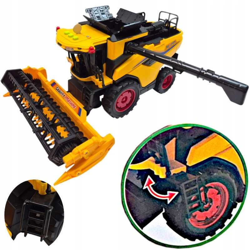 Žaislinis New Holland traktorius-kombainas – su garsais, šviesomis ir važiuojančiomis detalėmis