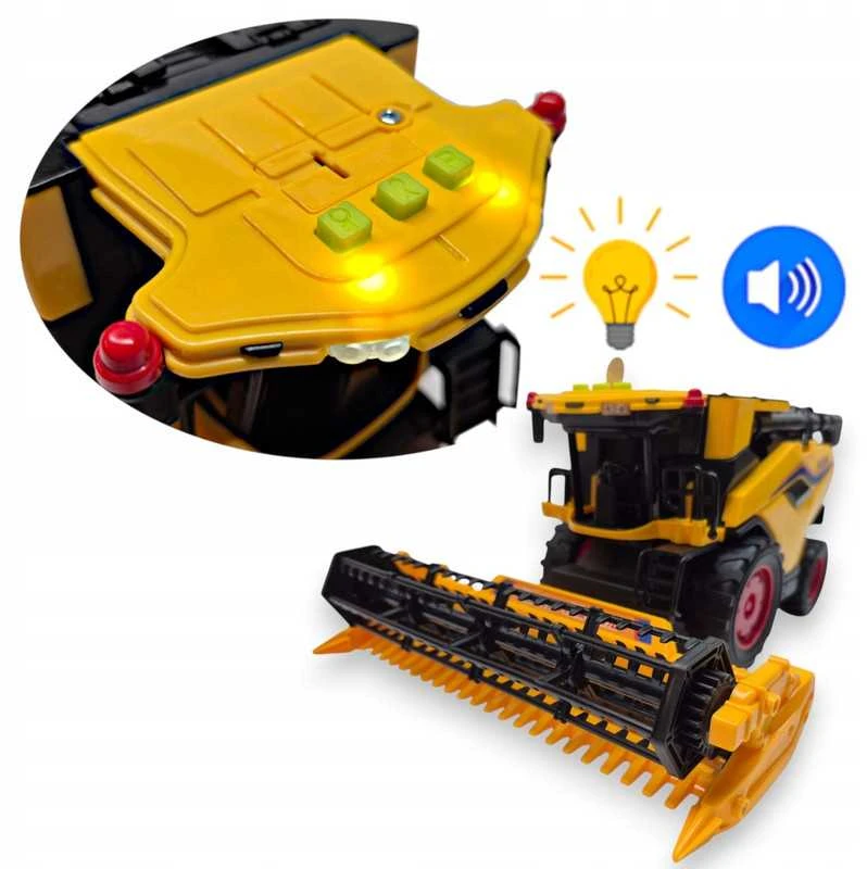 Žaislinis New Holland traktorius-kombainas – su garsais, šviesomis ir važiuojančiomis detalėmis