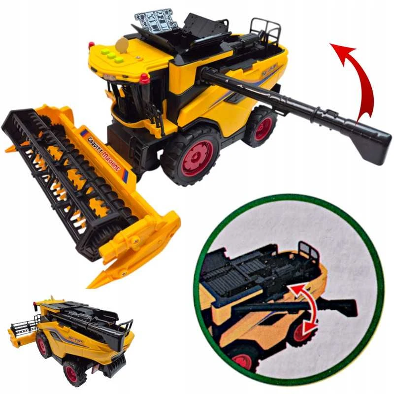Žaislinis New Holland traktorius-kombainas – su garsais, šviesomis ir važiuojančiomis detalėmis