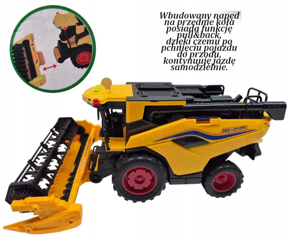 Žaislinis New Holland traktorius-kombainas – su garsais, šviesomis ir važiuojančiomis detalėmis