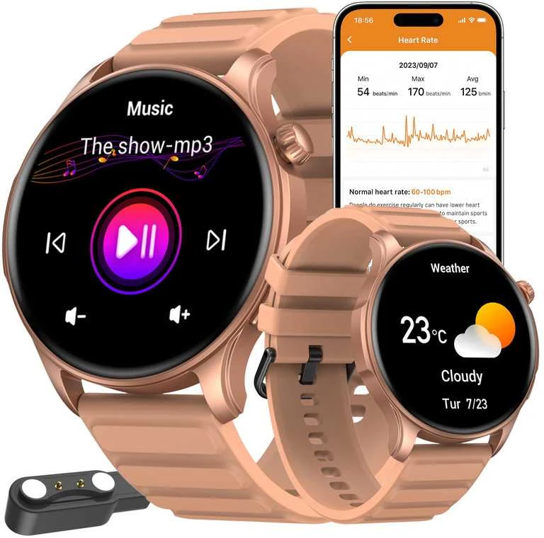 Zeblaze Btalk 3 Pro – stilingas rožinis išmanusis laikrodis moterims su ryškiu AMOLED ekranu