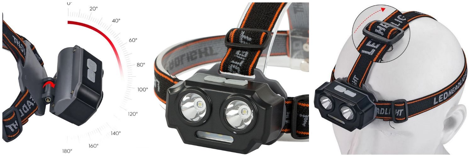 Prožektorius ant galvos BERIMAX 4JT-5WN 500 m, IPX4, XHP30 LED, įkraunamas aprašymas - Prekės nuotrauka