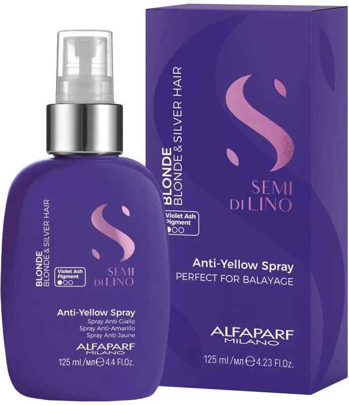 Alfaparf Milano Semi Di Lino Skirtas šviesiems plaukams and Sidabrinis Purškiklis natūraliai šviesiems tiek šviesintiems plaukams 125ml