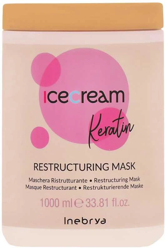 Inebrya Ice Kreminis Keratin atkuriamoji plaukų kaukė su keratinu, 1000 ml