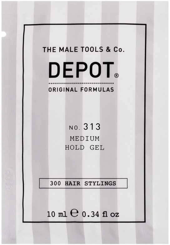 Depot, 300 plaukų formavimo priemonių Nr. 313, UV filtras, plaukų formavimo gelis, apibrėžiantis ir kontroliuojantis, vidutinės fiksacijos, 10 ml