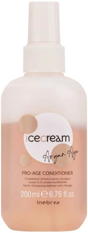 Inebrya Ice Kreminis Argan Age Pro-Age Bi-Phase Conditioner purškiamas atkuriamasis nenuplaunamas plaukų kondicionierius, 200 ml
