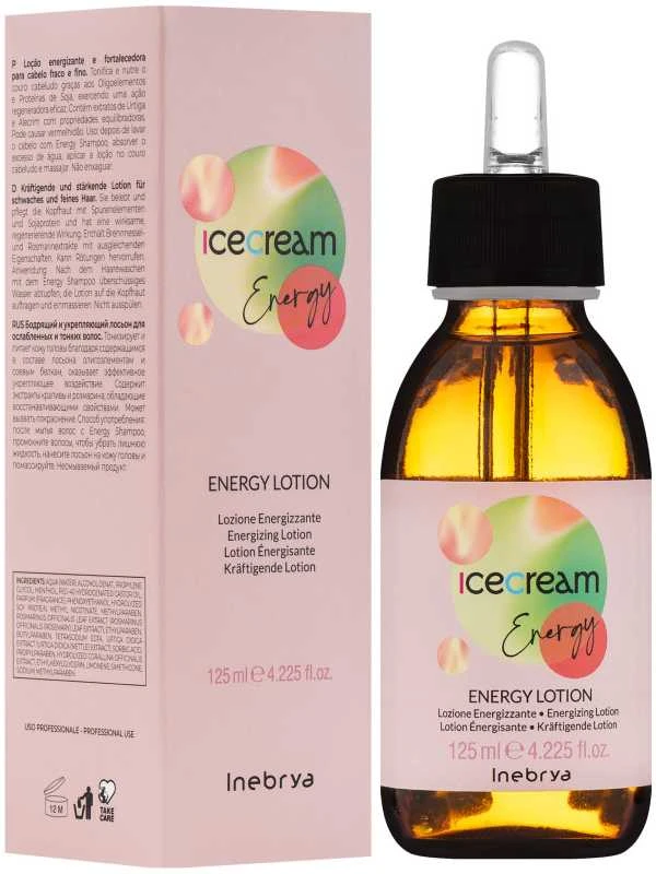 Inebrya Ice Kreminis Energy Lotion energijos suteikiantis ir stiprinantis losjonas ploniems ir silpniems plaukams, 125 ml