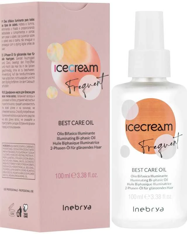 Inebrya Šviesinantis dviejų fazių aliejus Ice Kreminis Frequent (geriausias priežiūros aliejus) 100 ml