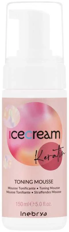 Inebrya Ice Kreminis Keratin Toning Mousse tonuojančios plaukų putos su remineralizuojančiu poveikiu, 150 ml