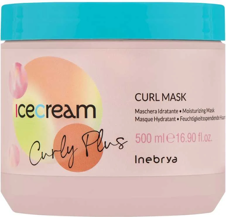 Inebrya Ice Kreminis Skirtas garbanotiems plaukams Plus - produktų asortimentas gražiems ir sveikiems garbanotiems plaukams, 500 ml