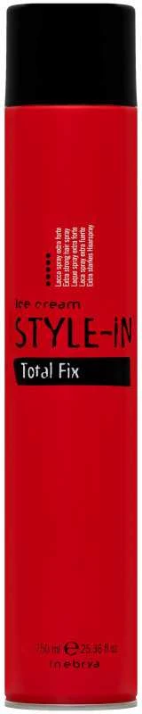 Inebrya Ice Kreminis Style-In Total Fix itin stiprios fiksacijos plaukų lakas, 750 ml