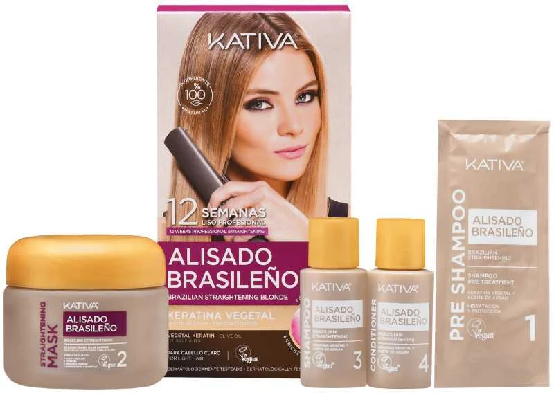 Kativa Profesional Alisado Brasileno Pro Skirtas šviesiems plaukams Estuche 6 Piezas