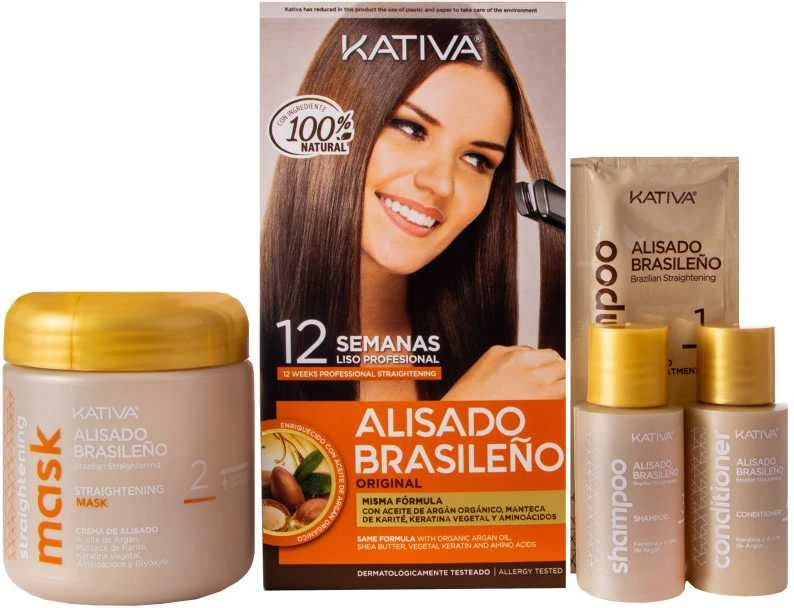 Plaukų tiesinimo rinkinys KATIVA Brazilian Straightening Keratin Set
