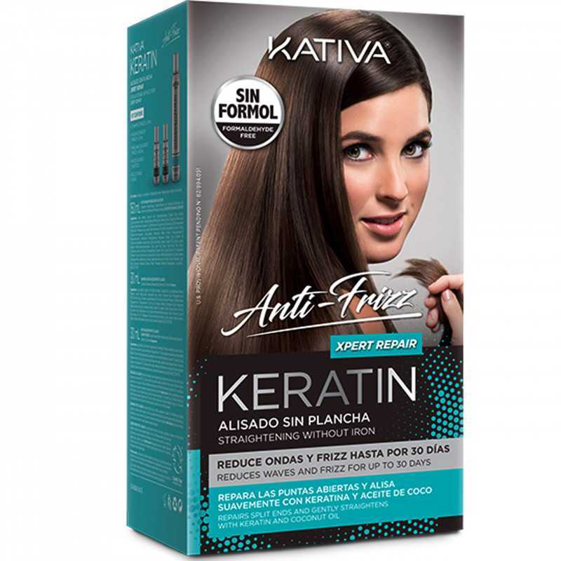 Kativa "Keratin Minkštinantis ir glotninantis" išlyginamasis be lygintuvo taisymo patarimų rinkinys 3 vnt