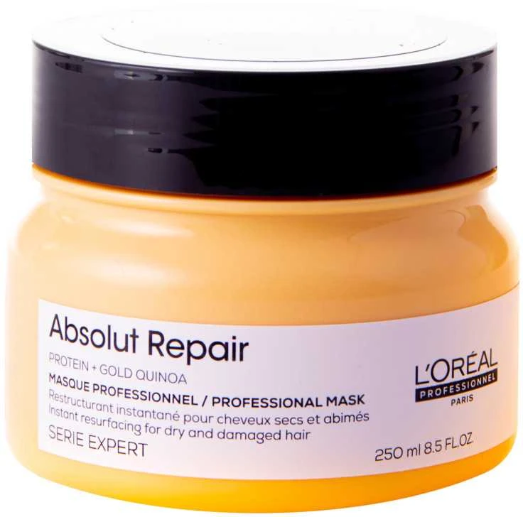 L'Oreal Professionnel Serie Expert Absolut Repair Protein + Gold Quinoa plaukų kaukė, akimirksniu atnaujinanti paviršių, 250 ml