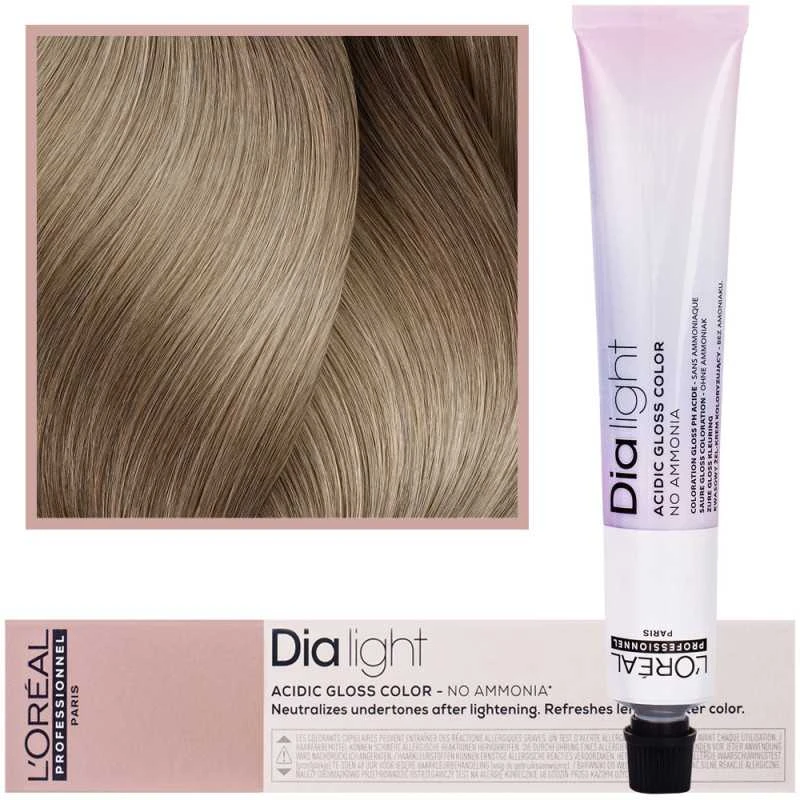 L’Oreal Dia Light 5.66 plaukų dažų tūbelė ir spalvos pavyzdys