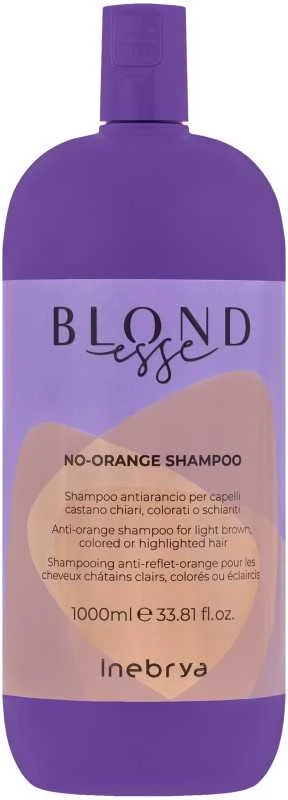 Inebrya Blondesse No-Oranžinis Šampūnas oranžinius tonus neutralizuojantis plaukų šampūnas, 1000 ml