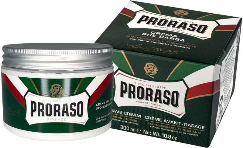 Proraso Green Line Pre-Shave Cream Gaivinantis kremas prieš skutimąsi su eukaliptu, 300 ml