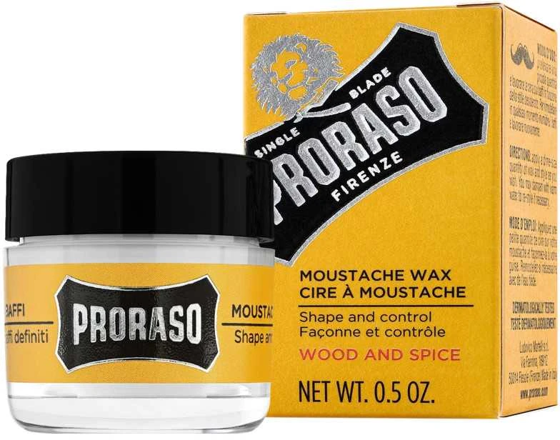 PRORASO Vaškas ūsams Wood & Spice, 15 ml