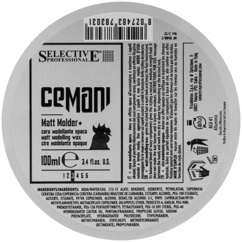 Selective Professional CEMANI Matinis MOLDER Matinio efekto modeliuojamasis vaškas, 100 ml