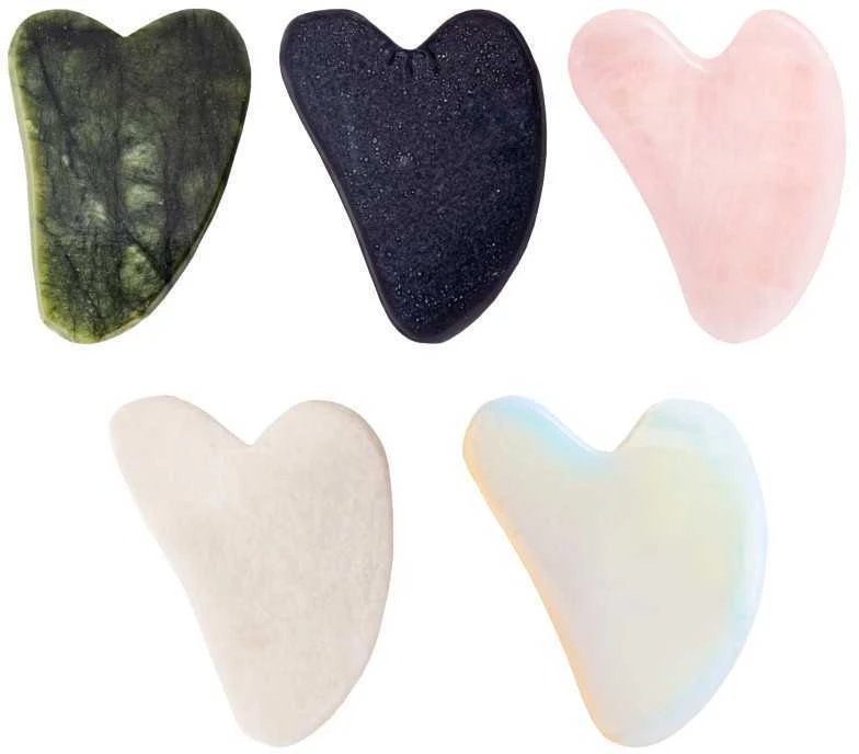 Pink Gua Sha Stone for Face Massage Many Colours - Rožinė