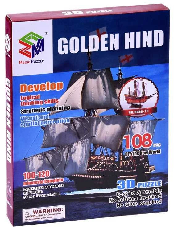 3D dėlionė burlaivis Golden Hind, 108 d.