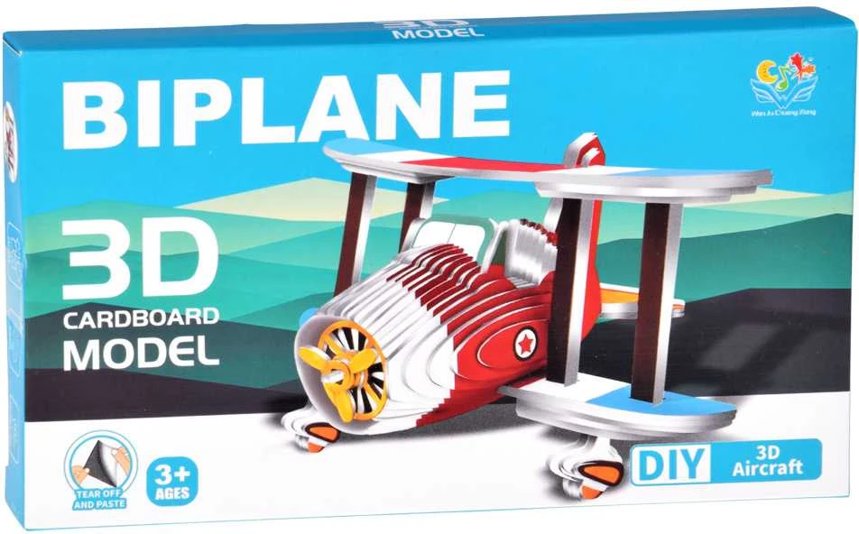 3D kartoninė dėlionė – lėktuvas "Biplane", 62 d.