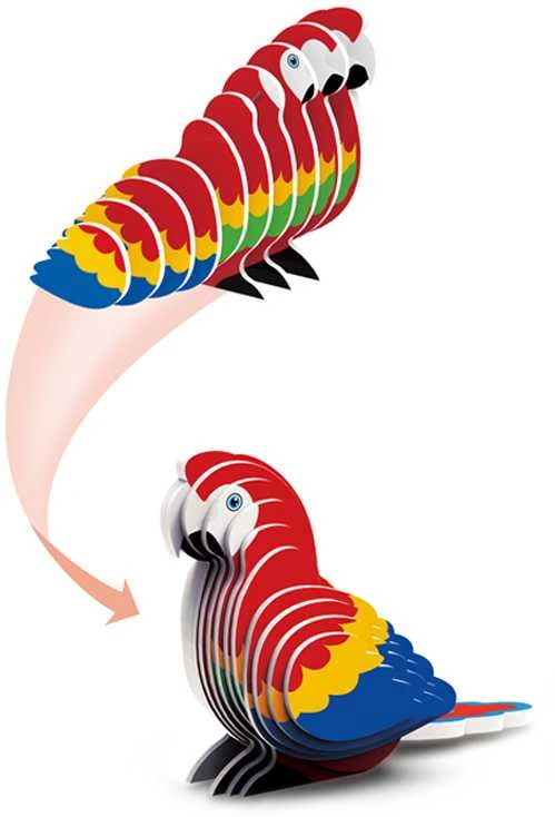 3D kartoninė dėlionė – papūga Ara, 24 d.