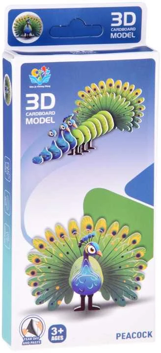 3D kartoninė dėlionė – spalvingas povas, 18 d.